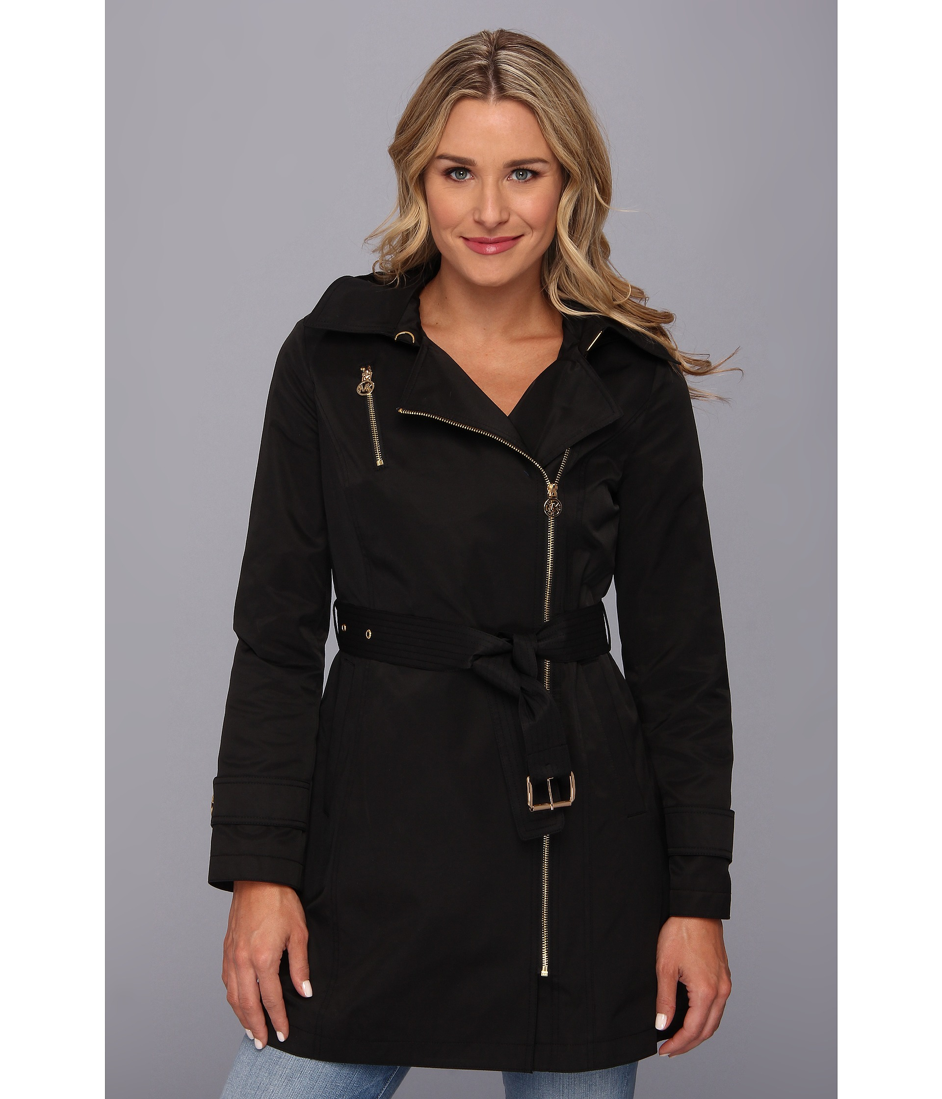 michael michael kors belted asymmetrical trench coat