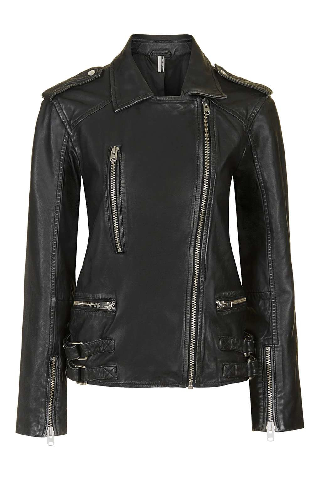 Topshop Tall Oversized Leather Jacket in Black | Lyst