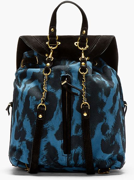 Jérôme Dreyfuss Blue Canvas Leopard Print Florent Backpack in Blue | Lyst