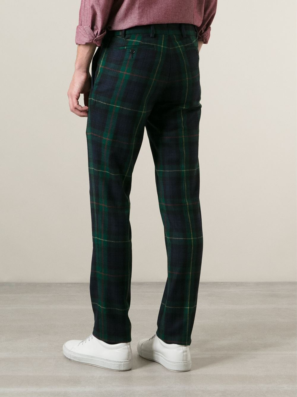Polo Ralph Lauren Tartan Patterned Trousers in Green for Men | Lyst