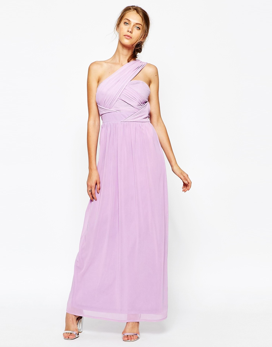 lilac one shoulder maxi dress