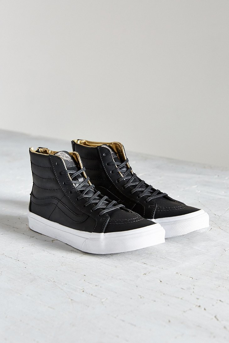 Vans Leather Sk8-hi Slim Zip Sneaker in Black | Lyst