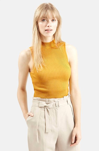 yellow knit crop top