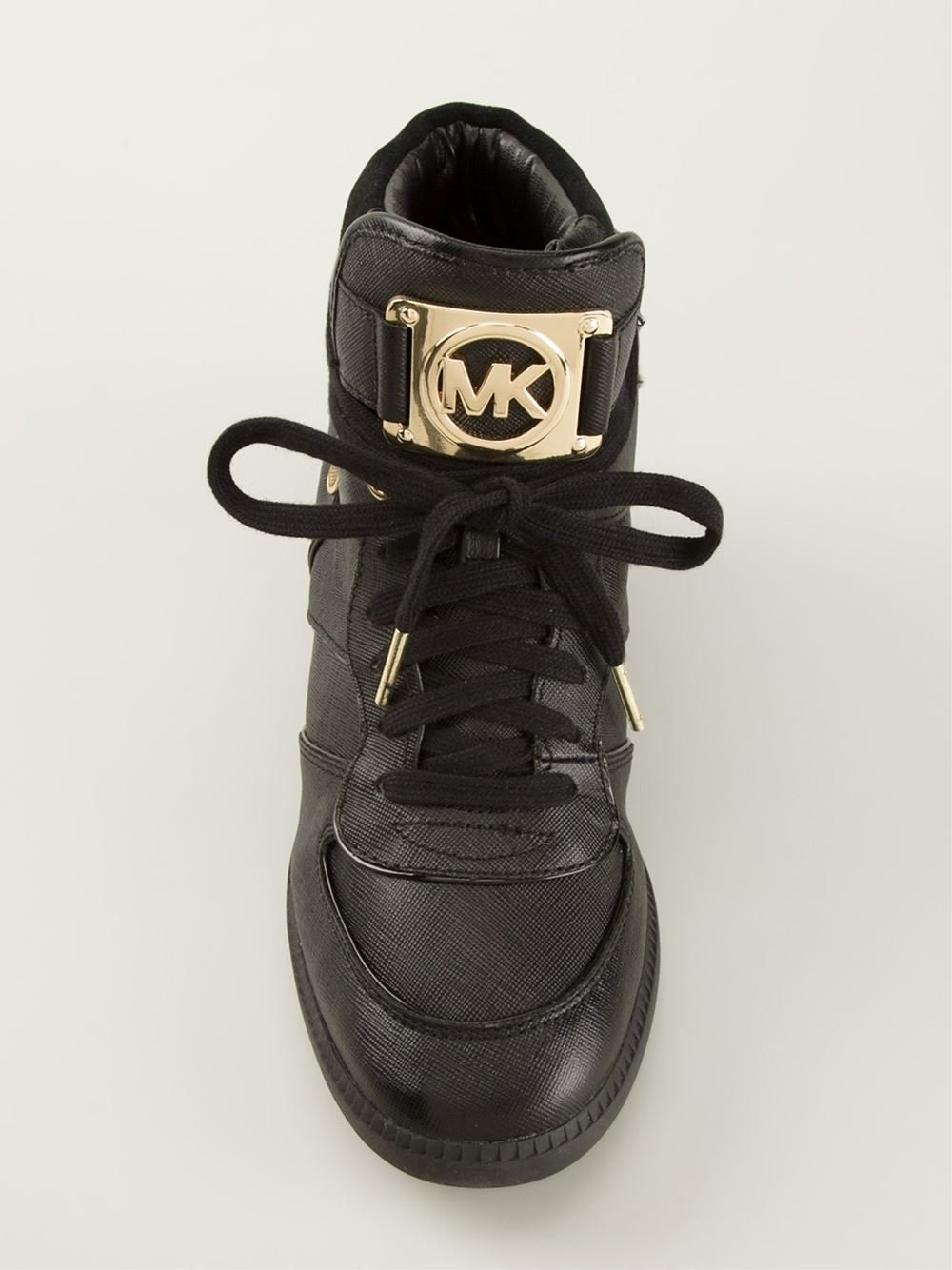 Michael michael kors Concealed Wedge Hi-top Sneakers in Black | Lyst