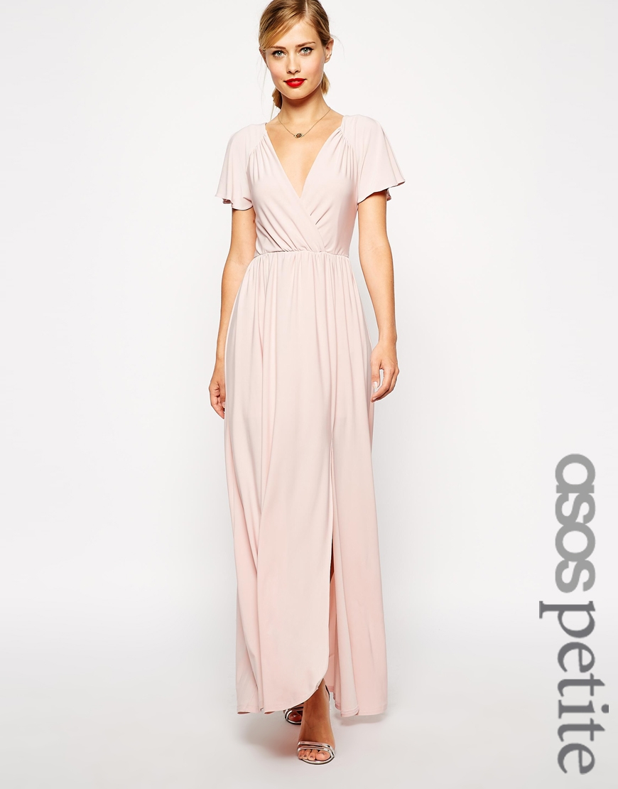 long dress with flutter sleeves