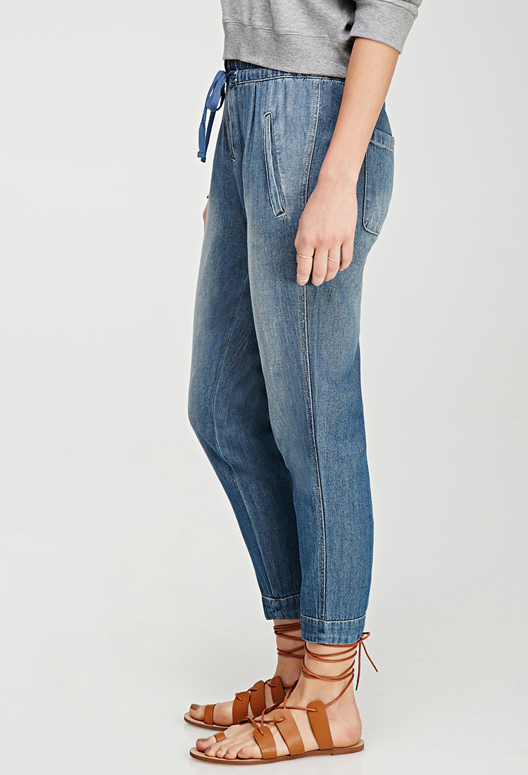 loose denim joggers women's