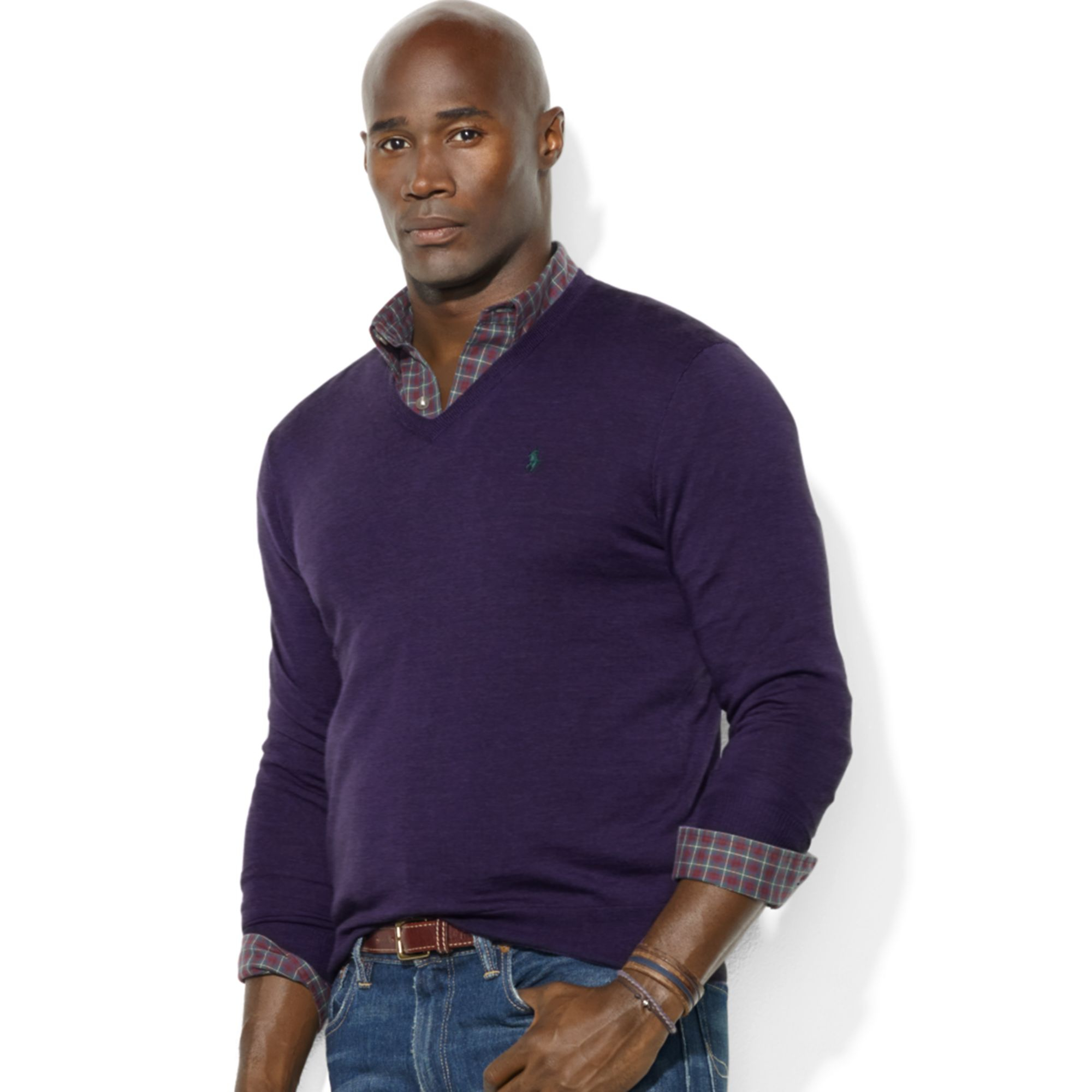 Lyst - Ralph lauren Vneck Merino Wool Sweater in Purple for Men