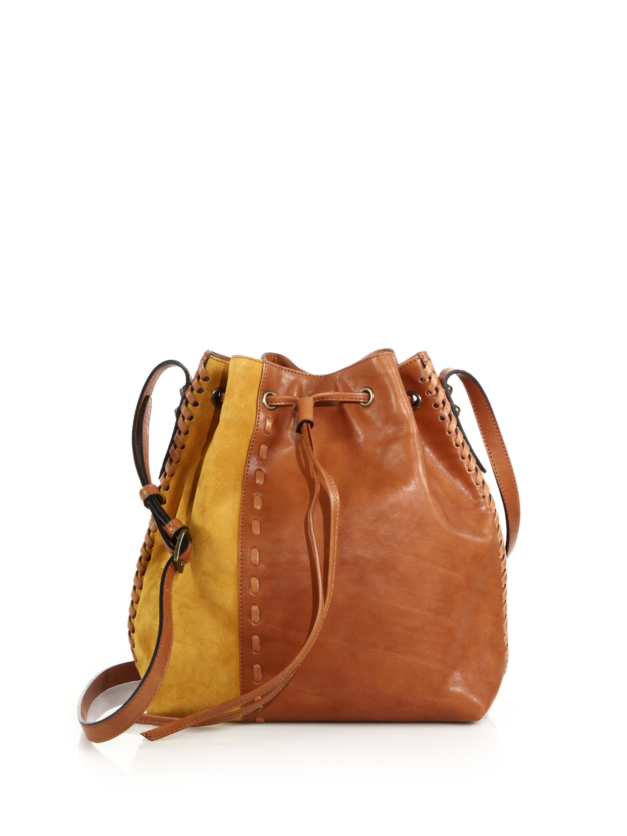 Dannijo Thalia Leather & Suede Bucket Bag in Brown | Lyst