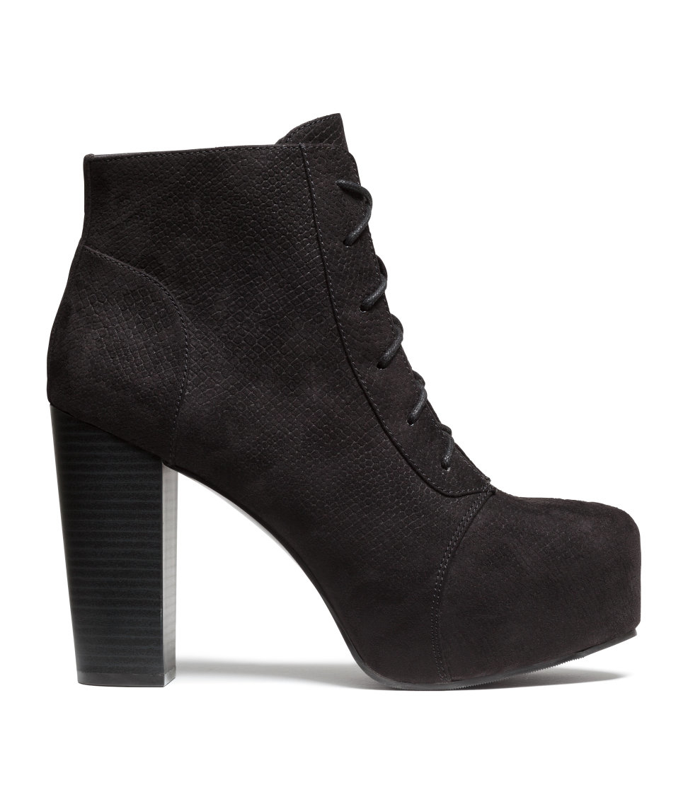 H&M Synthetic Platform Boots in Black - Lyst