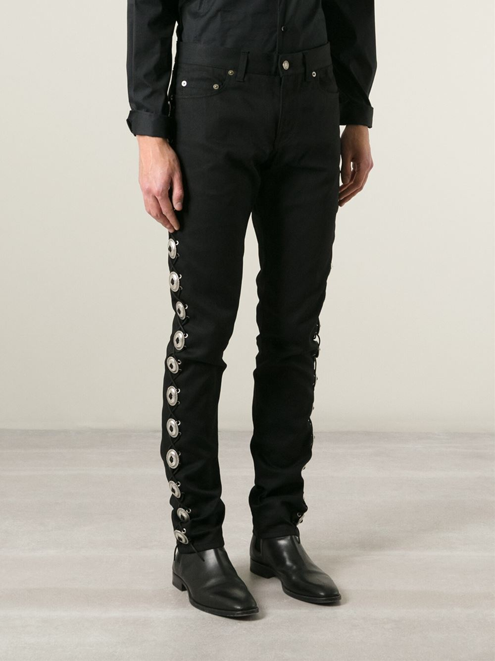 Saint Laurent Concho Detail Jeans in Black for Men - Lyst