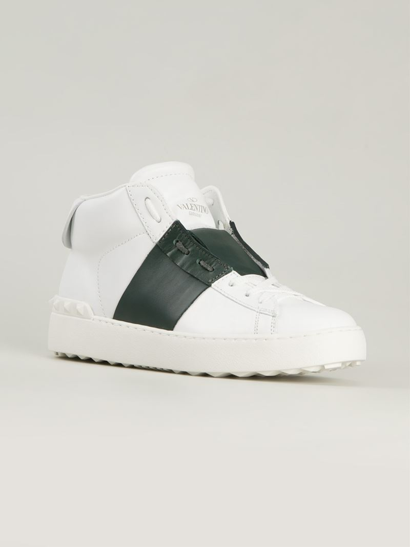Valentino Open High-Top Sneakers in White - Lyst