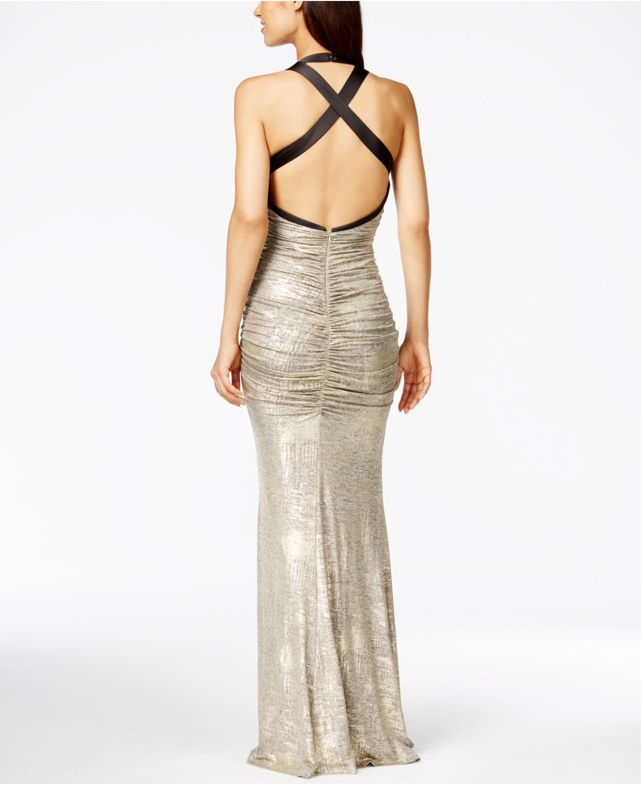 calvin klein metallic gown