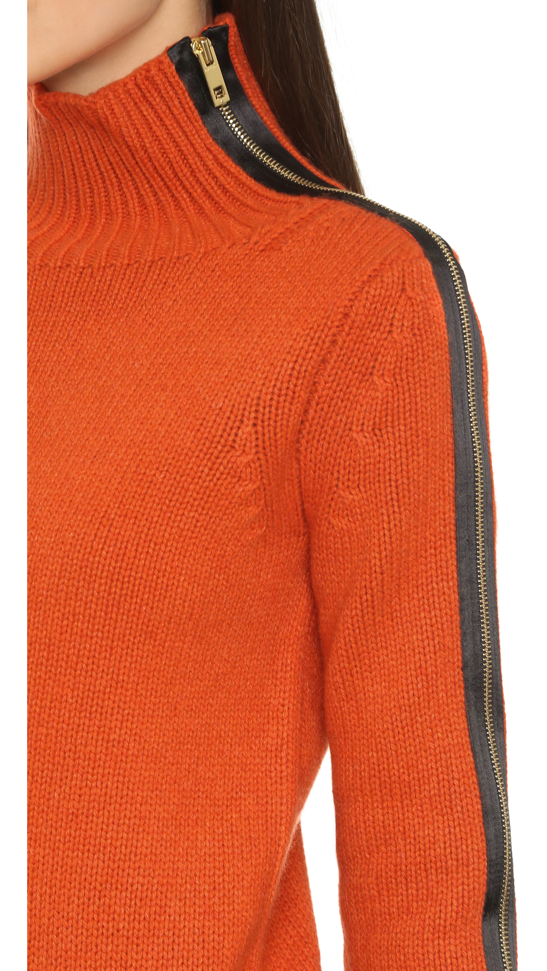 bright orange turtleneck