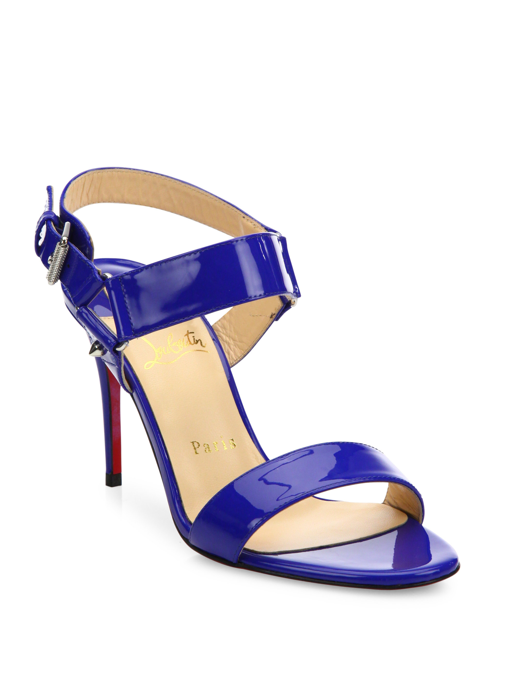 gyldige Pornografi melodisk Christian Louboutin Sova Patent Leather Sandals in Electric Blue (Blue) -  Lyst