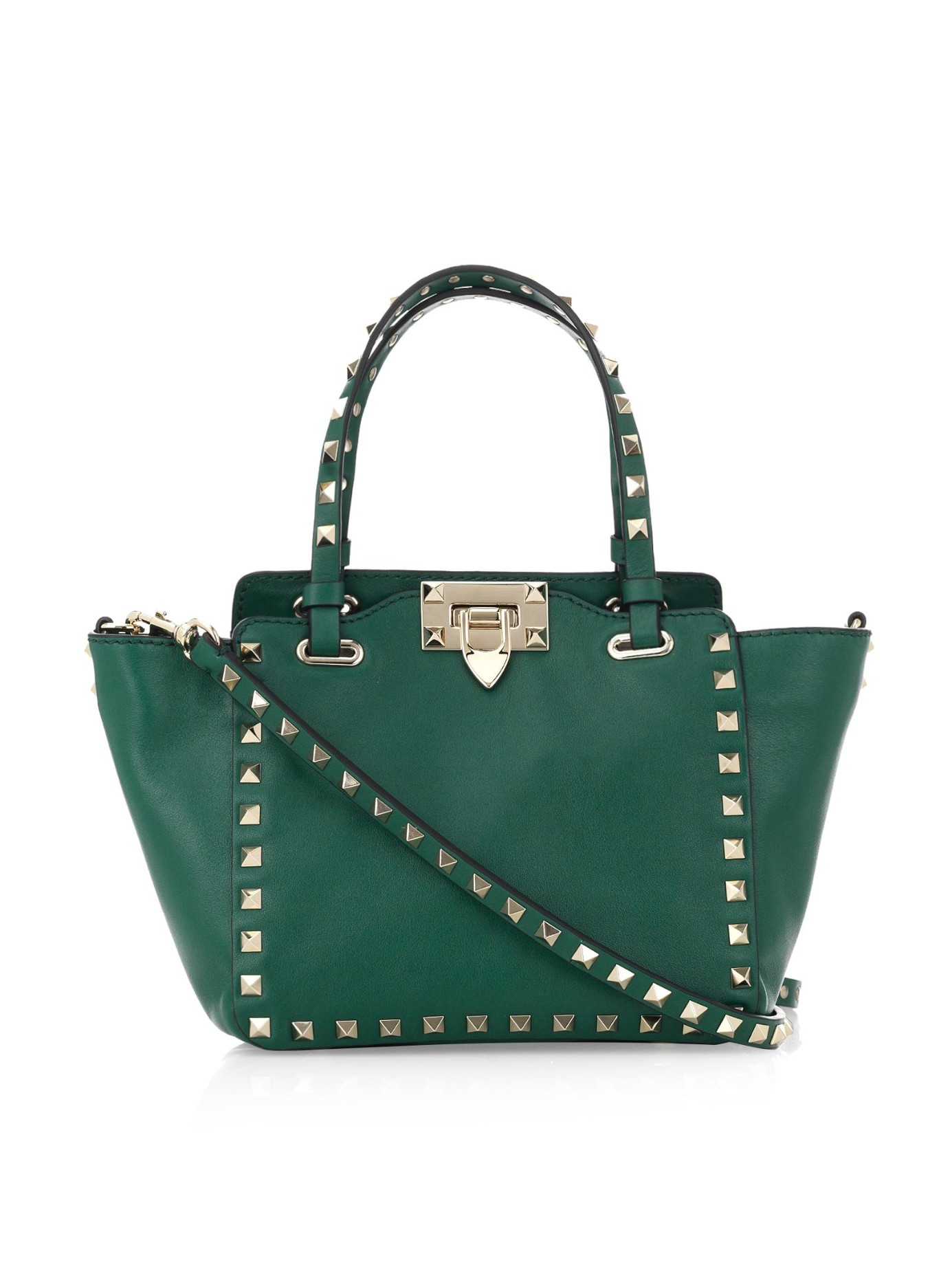Valentino Rockstud Mini Leather Cross-body Bag in Green - Lyst