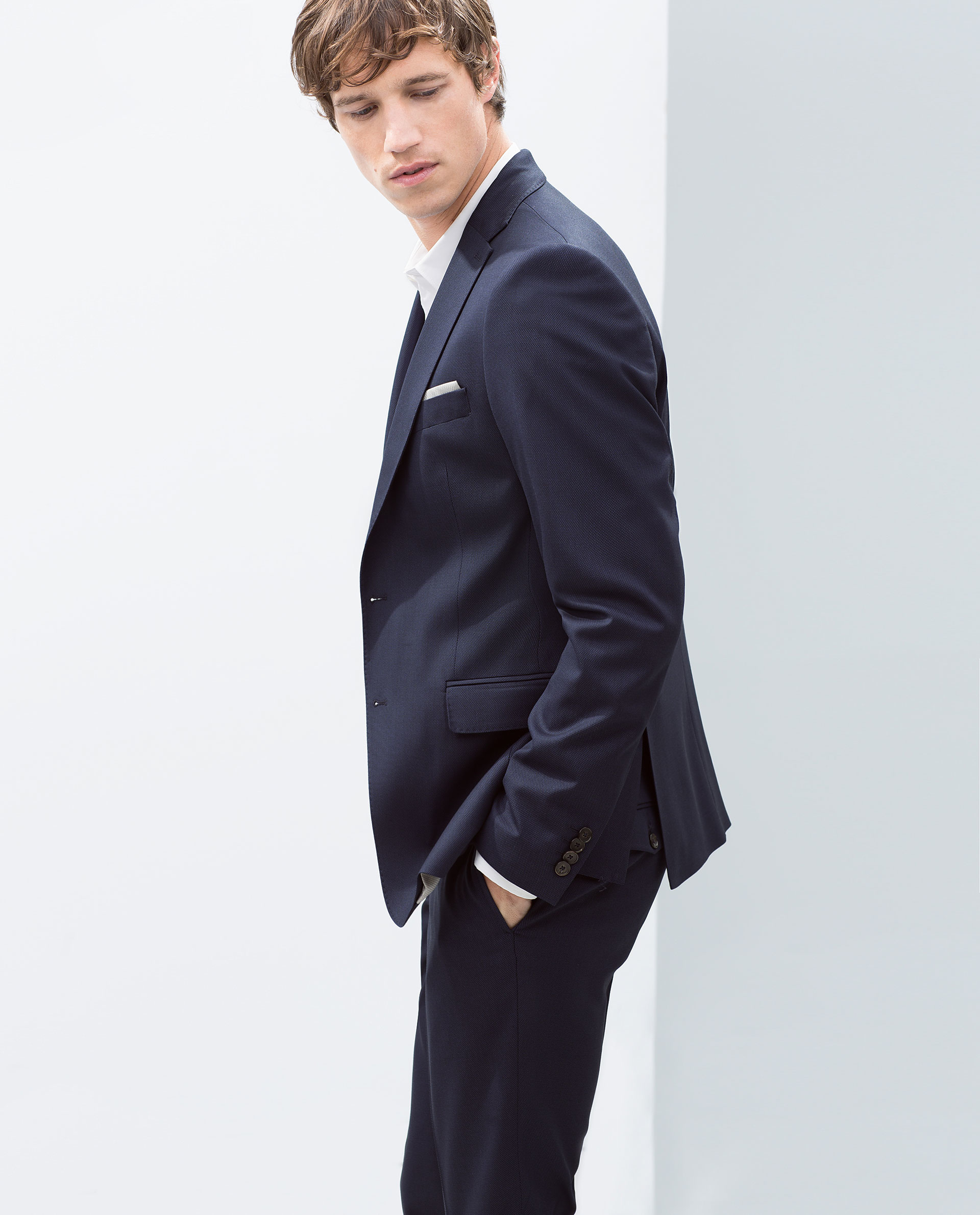 Zara Birdseye Suit Blazer in Black for Men (Navy blue) Lyst