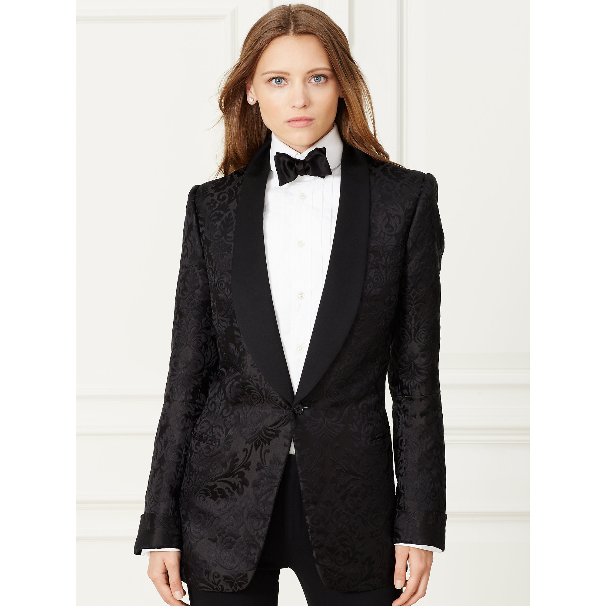 Ralph lauren Silk Jacquard Tuxedo Jacket in Black Lyst