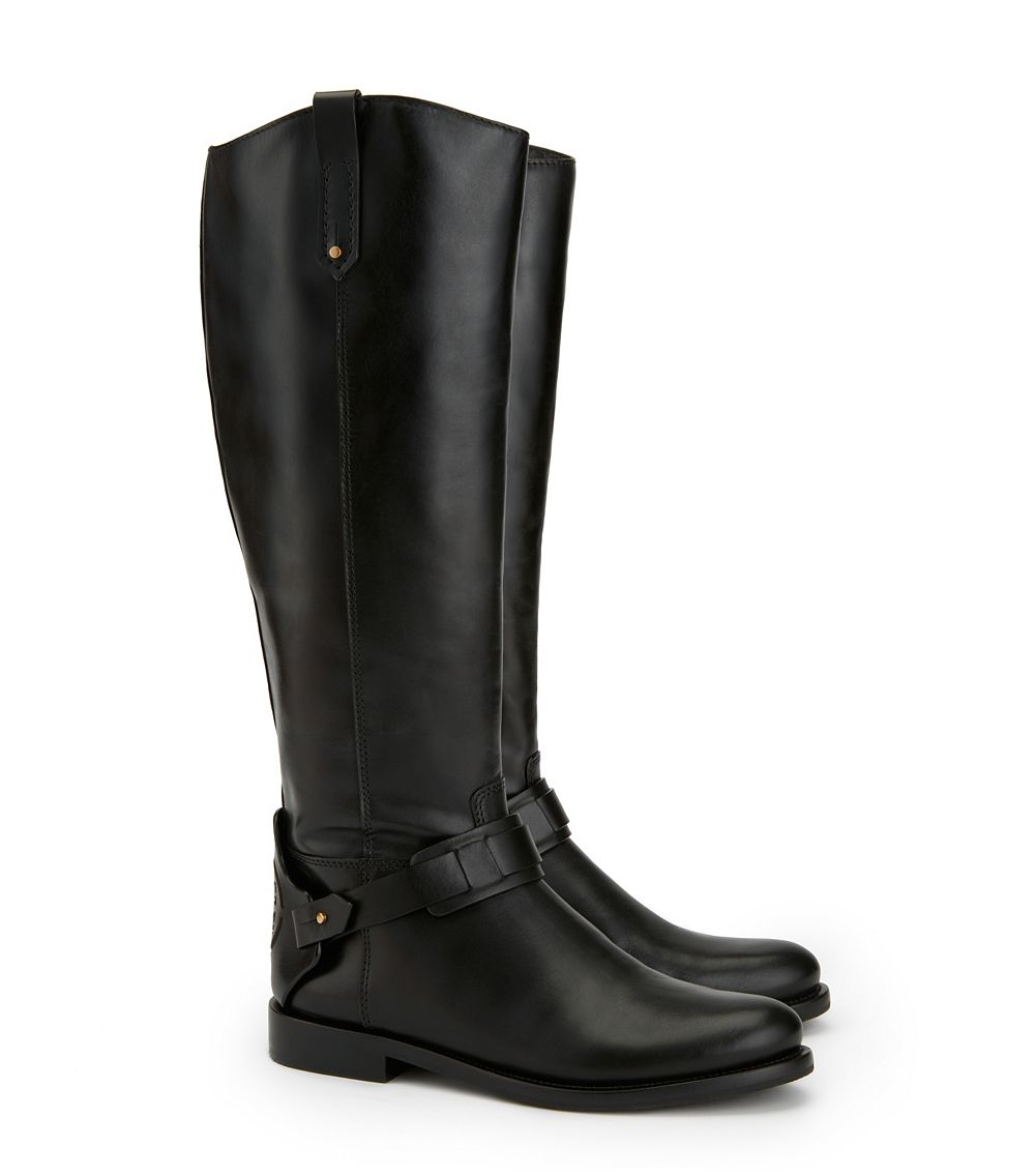Tory Burch Derby Leather Riding Boots in Black - Lyst
