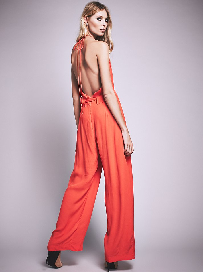 free people orange jumpsuit