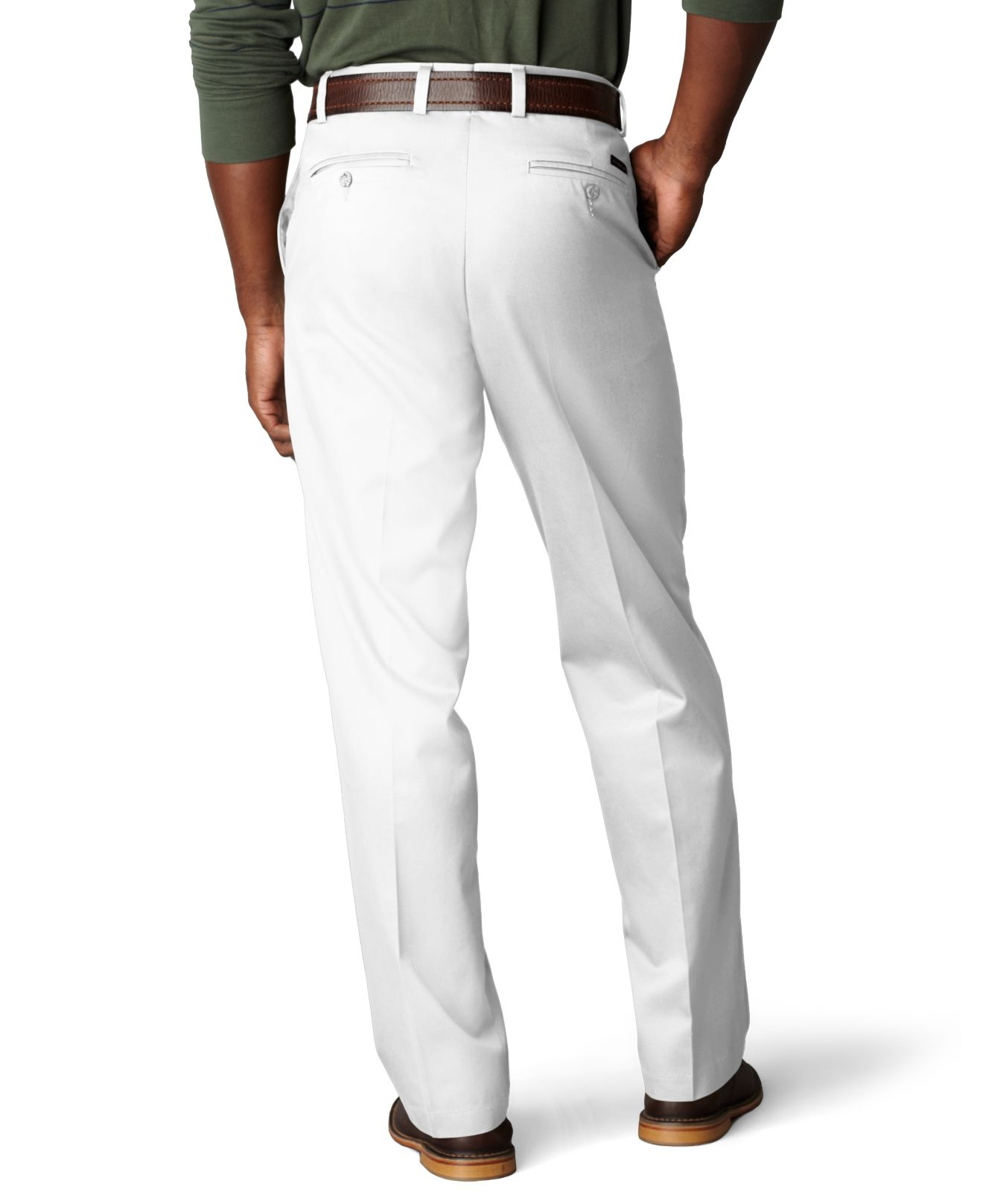 Dockers Cotton Signature Khaki Flatfront Classic Fit Pants in White