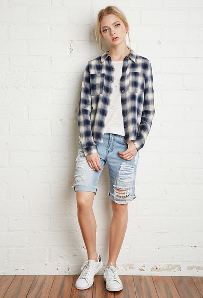 Forever 21 Two-Pocket Plaid Shirt in Blue (Bluecream) | Lyst Forever 21 Two-Pocket Plaid Shirt in Blue (Bluecream) | Lyst