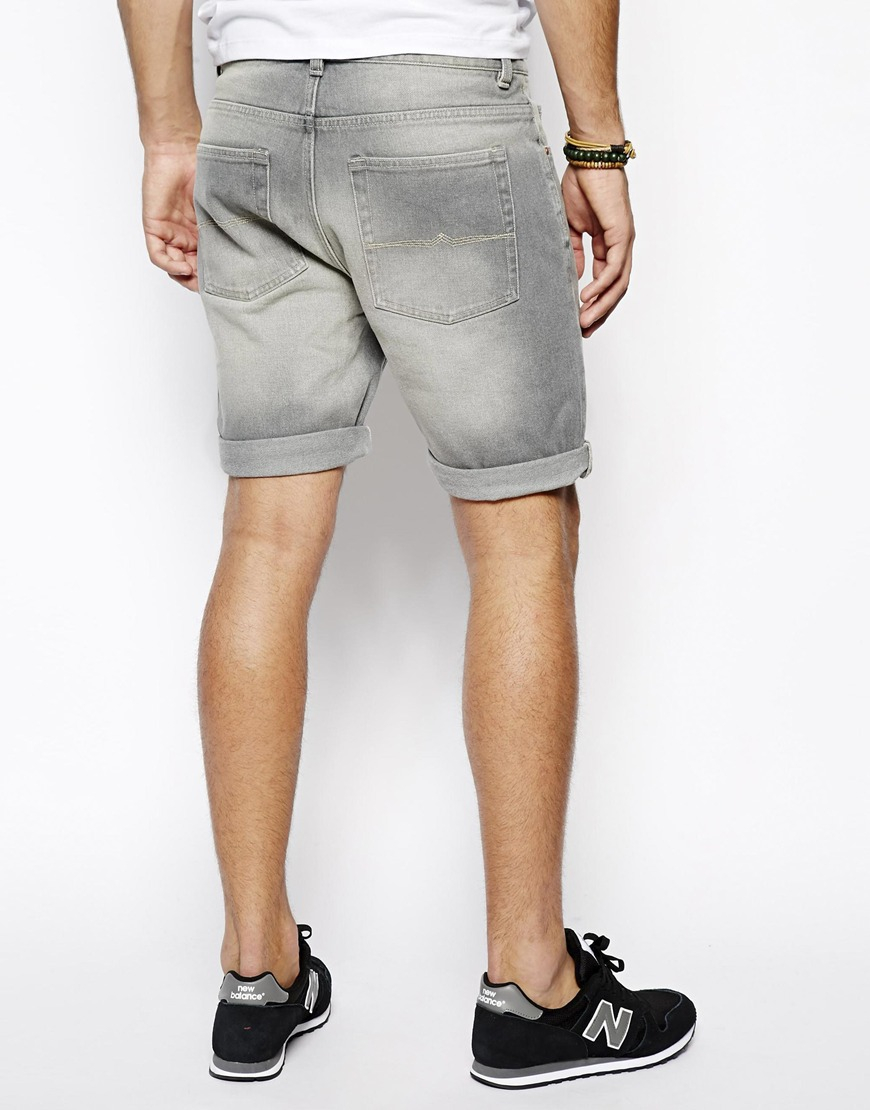 mens grey jean shorts