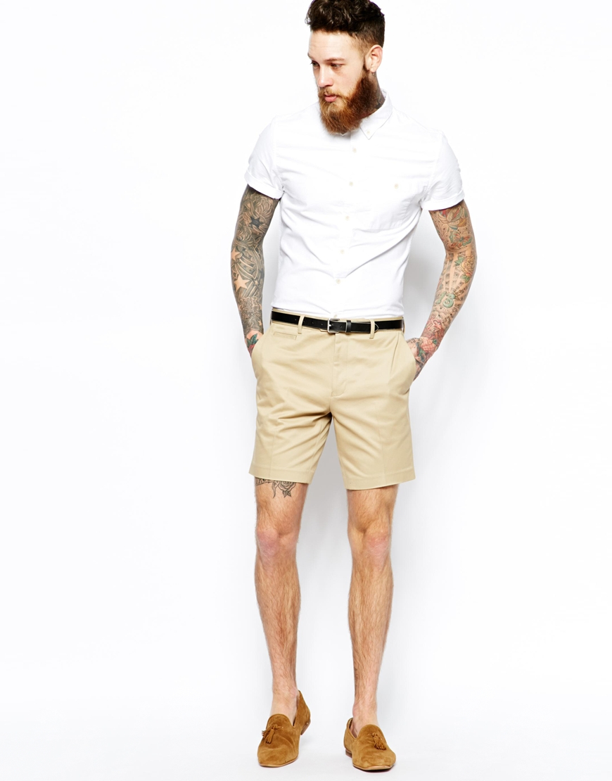 ASOS Slim Fit Smart Chino Shorts in Stone (Natural) for Men | Lyst