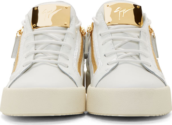 konstant Elendig Match Giuseppe Zanotti White Leather Gold Zip Lace-up Sneakers for Men | Lyst