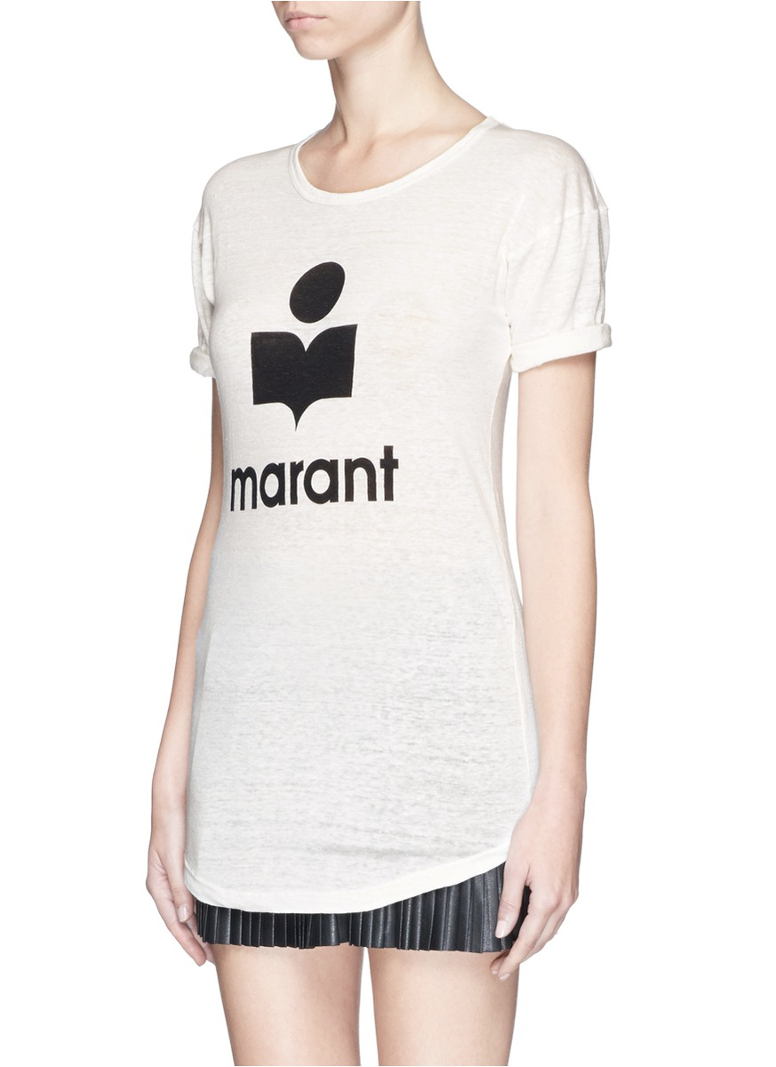 Lyst - Étoile Isabel Marant 'koldi' Roll Sleeve Logo T-shirt in White