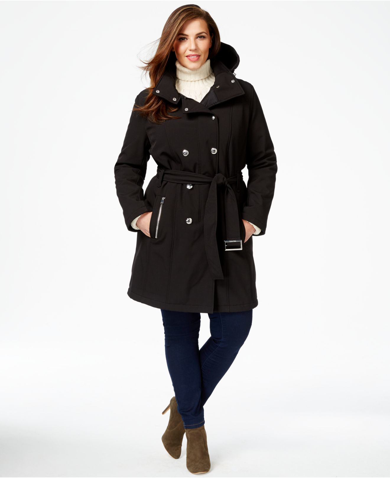 calvin klein plus size womens coats
