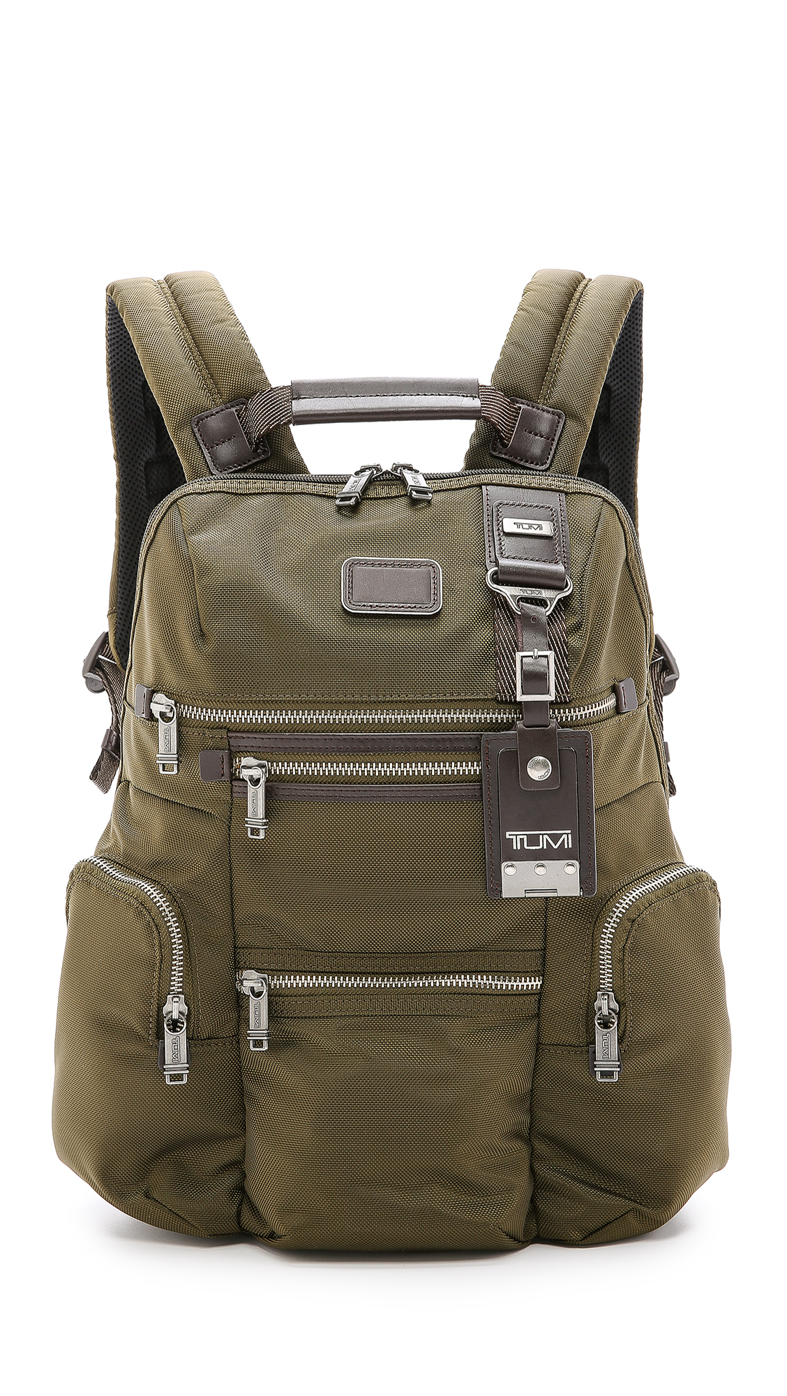 tumi olive green backpack