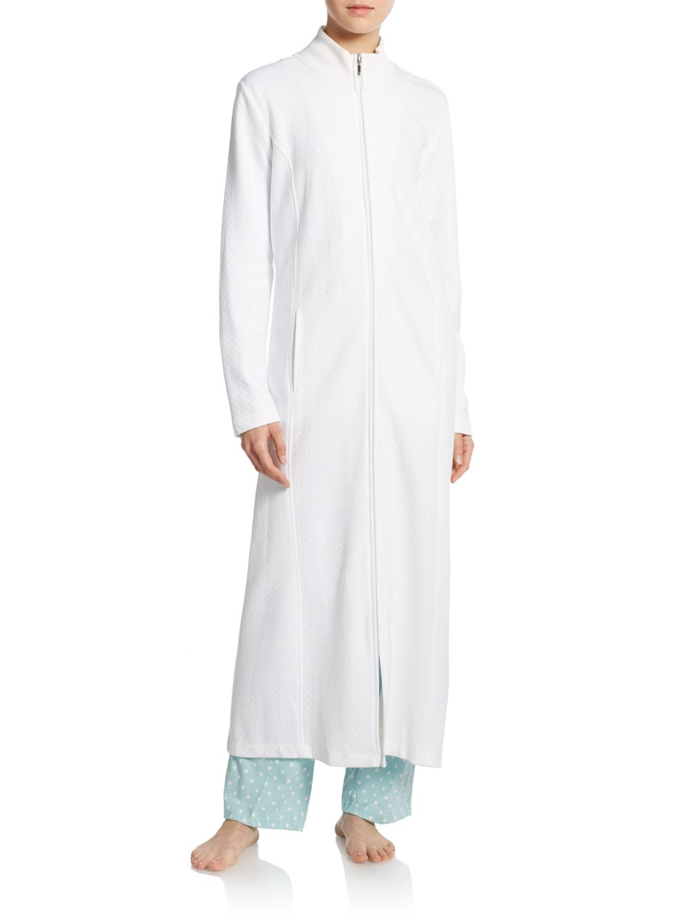 Cottonista Quilted ZipFront Robe in White Lyst