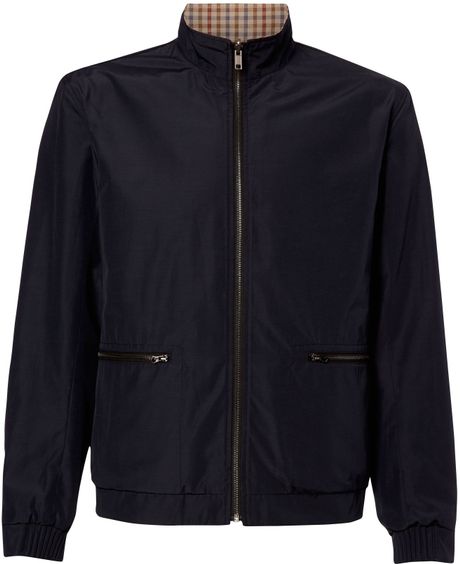 Jaeger Casual Button Reversible Bomber Jacket in Blue for Men (Navy) | Lyst
