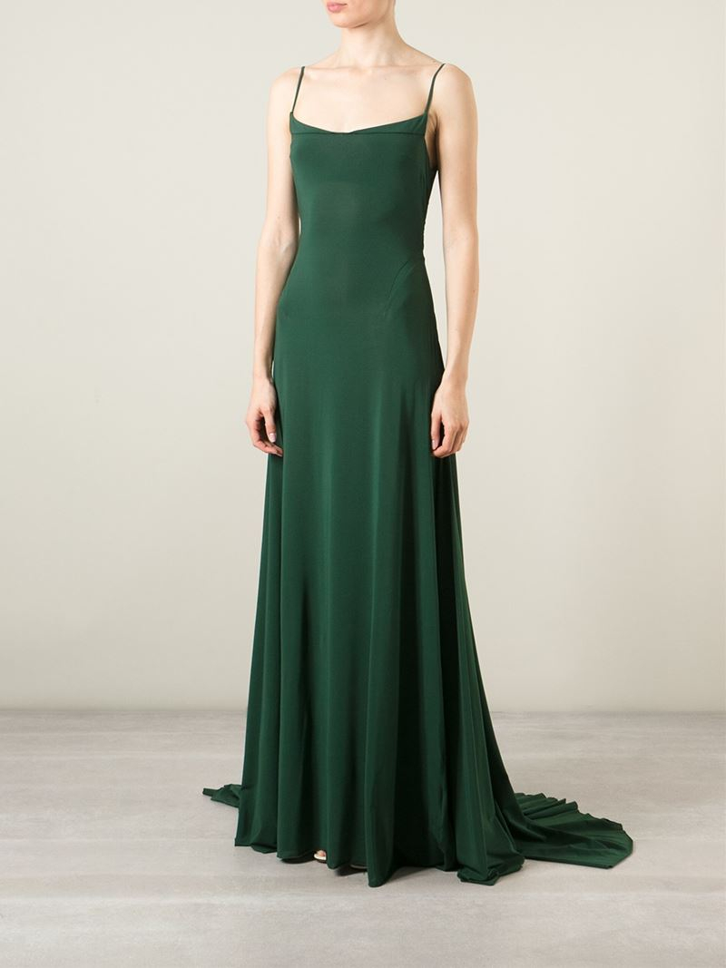 green long slip dress