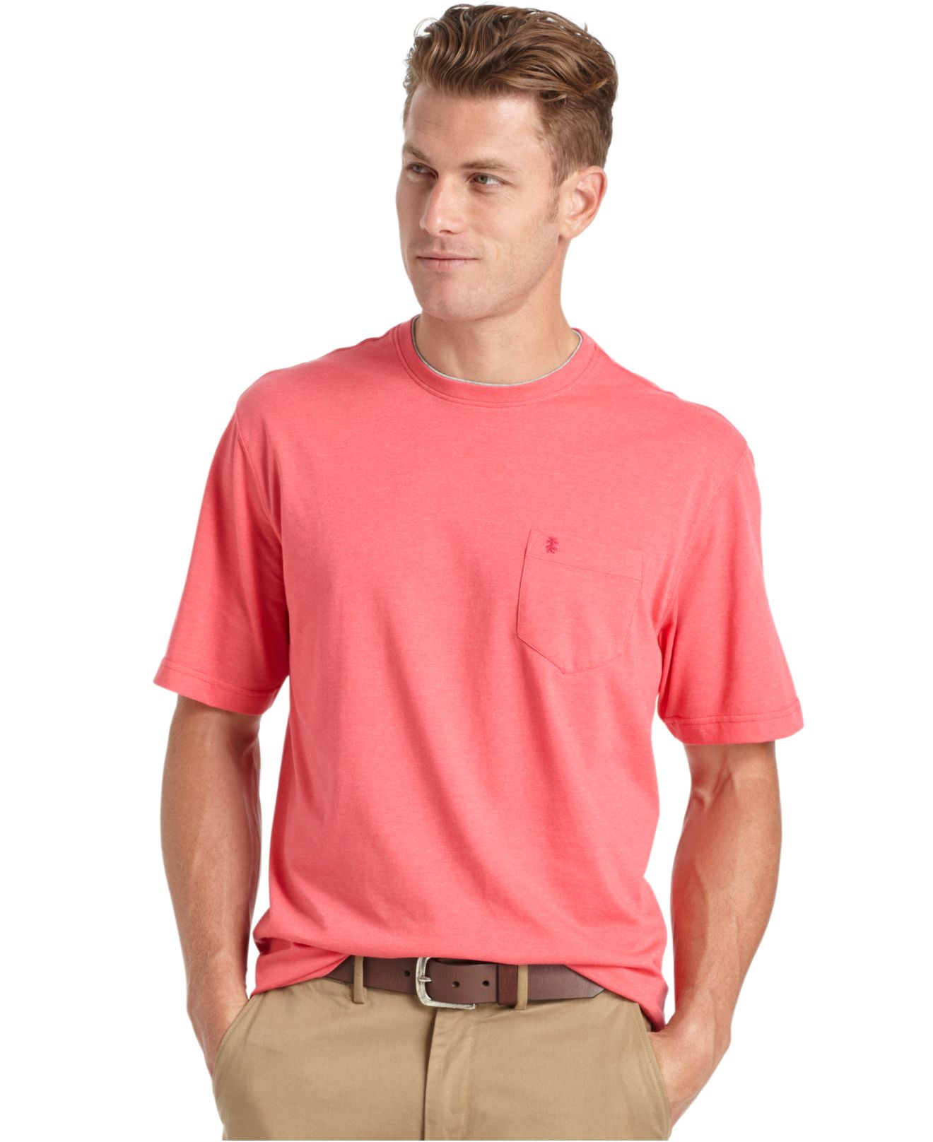 Izod Solid Double-layer Jersey Pocket T-shirt in Red for Men | Lyst
