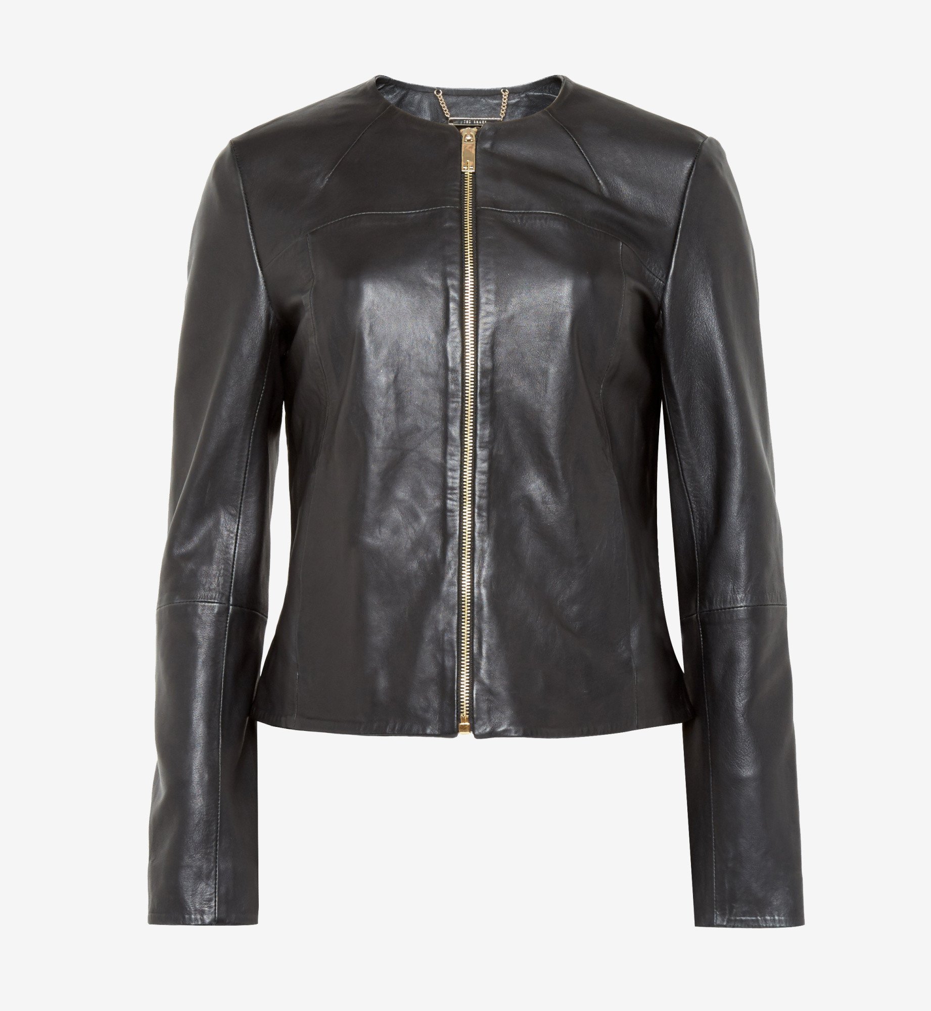 Ted baker Collarless Leather Jacket in Black - Save 40% | Lyst