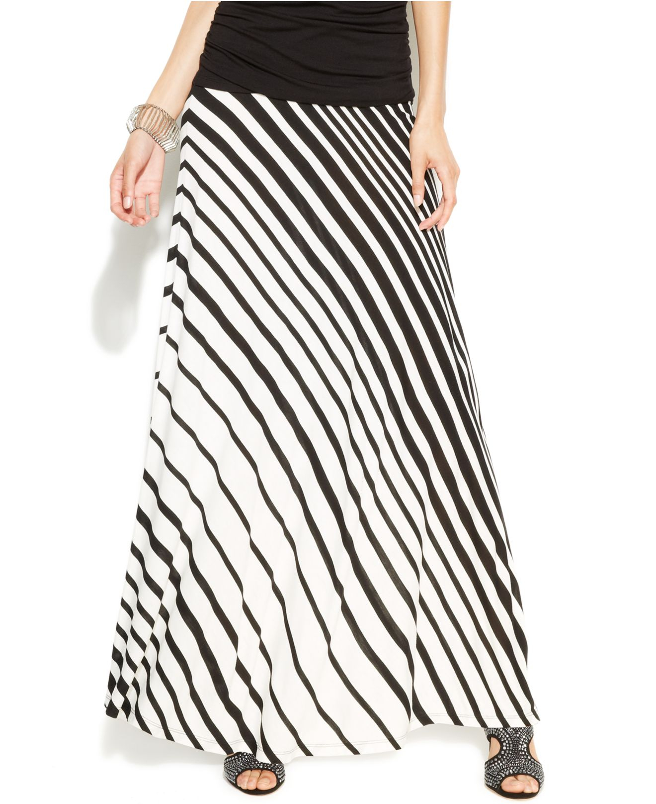 Lyst Inc International Concepts Striped Maxi Skirt In Black lyst inc international concepts striped maxi skirt in black