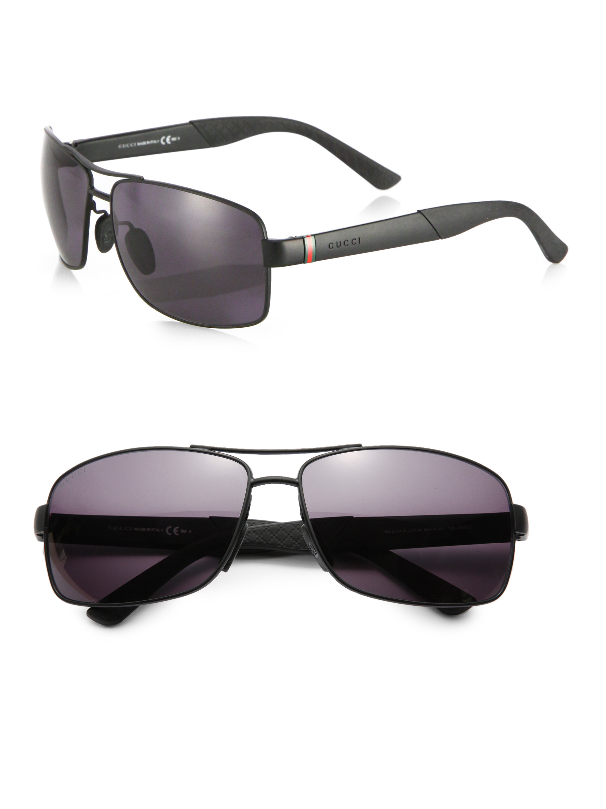 Gucci Rubber Sporty Aviator Sunglasses in Black for Men - Lyst