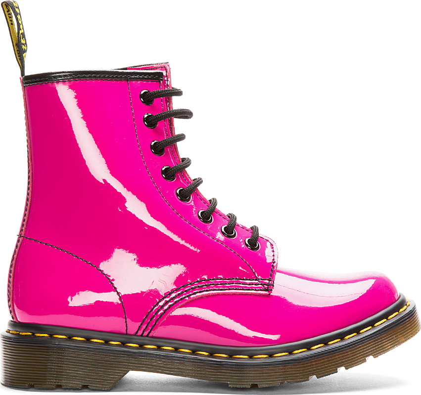 Dr. Martens Hot Pink Patent Leather Cambridge Brush W 8 eye Boots - Lyst