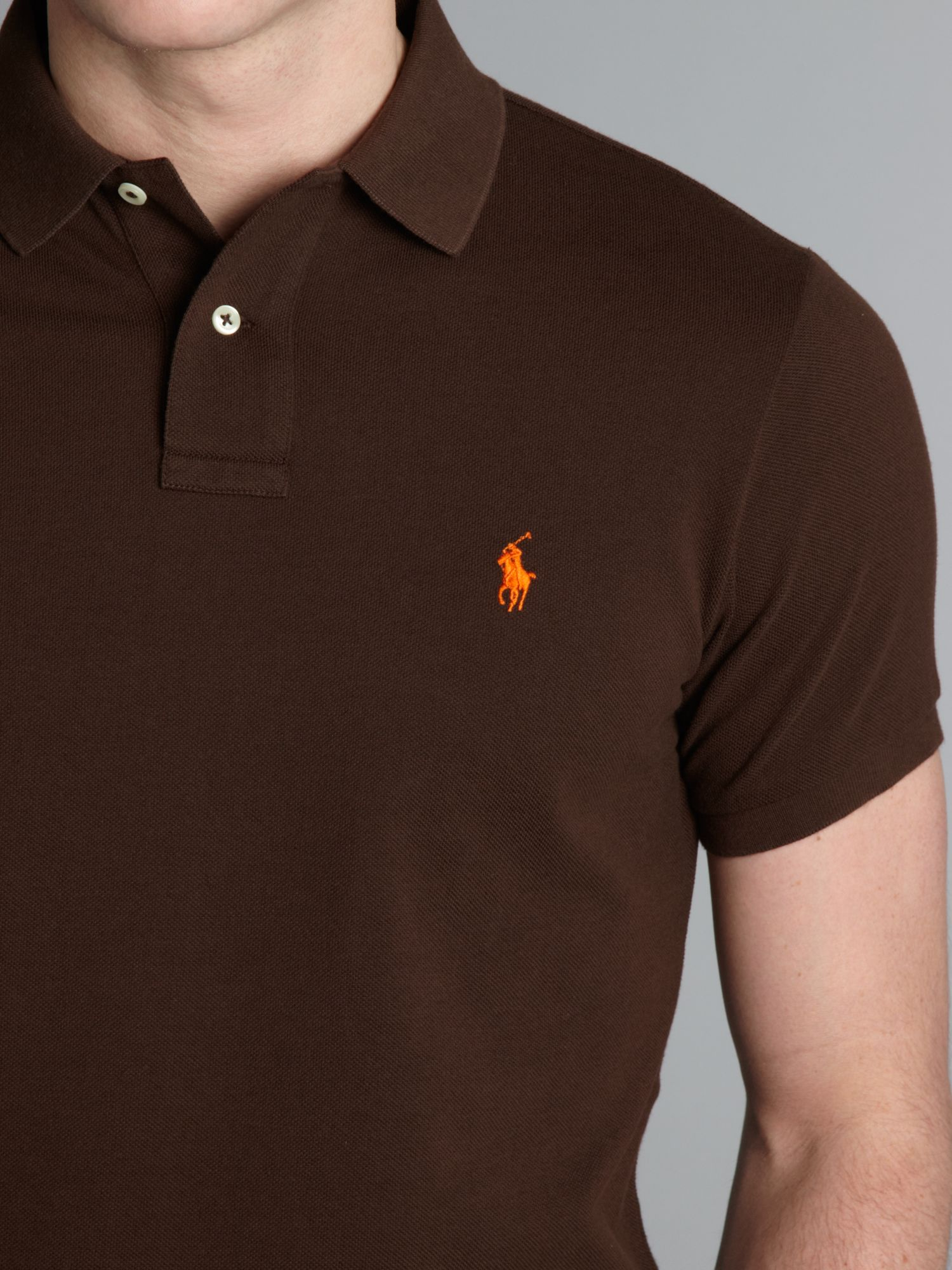 polo brown shirt slim ralph lauren mesh lyst