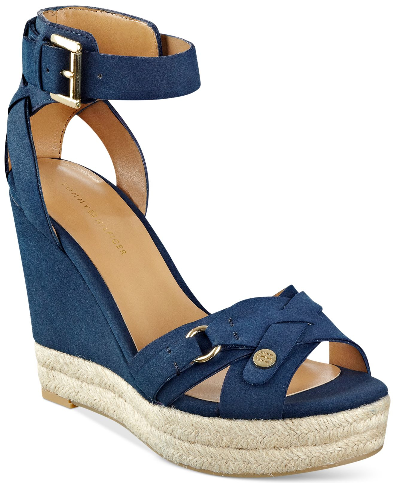 tommy hilfiger navy wedge sandals