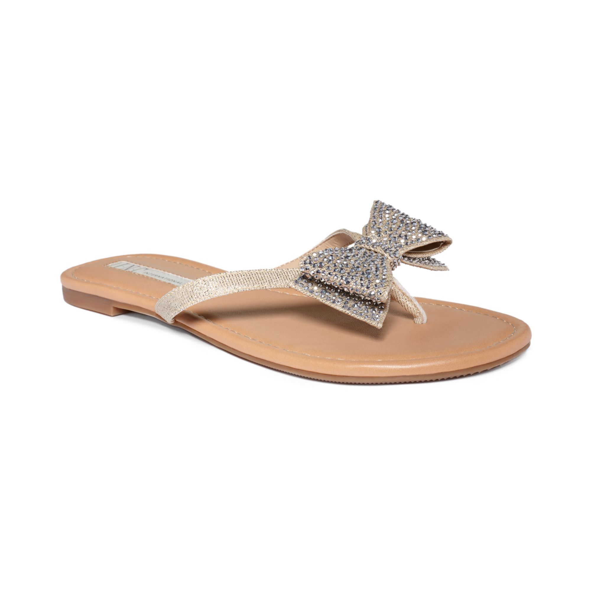 Inc International Concepts Womens Maey Bow Thong Sandals in Gold (Pearl ...