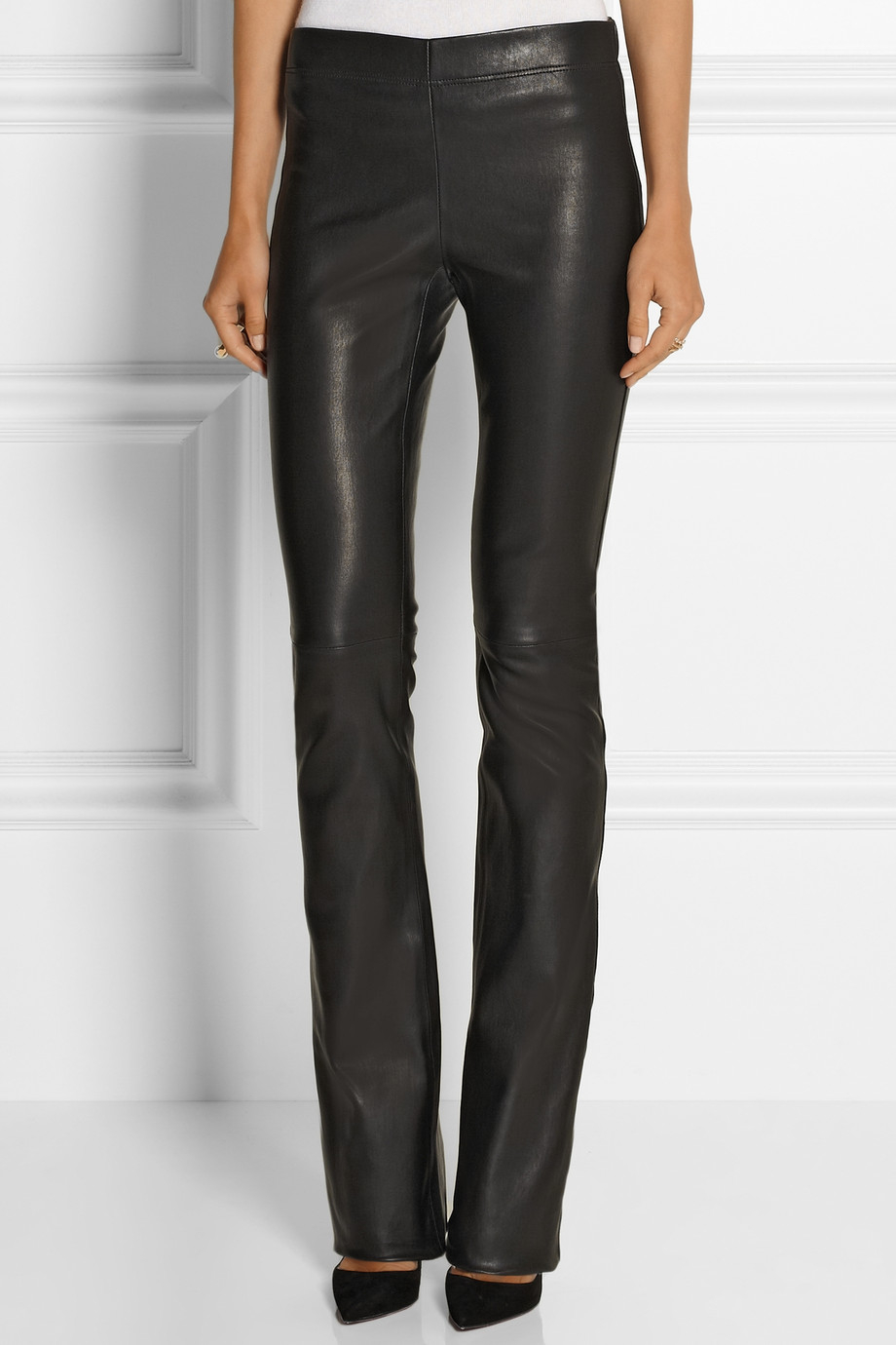 JOSEPH Lex Stretch-Leather Flared Pants in Black - Lyst