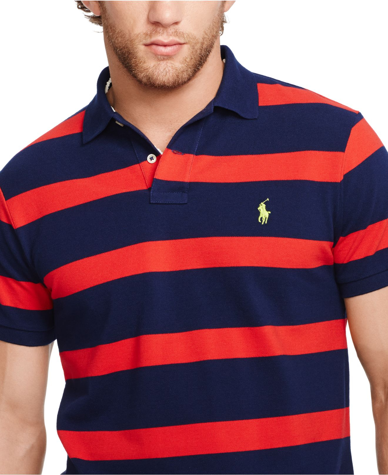 formule Vroeg Zich afvragen Polo Ralph Lauren Custom-fit Striped Mesh Polo in Blue for Men | Lyst