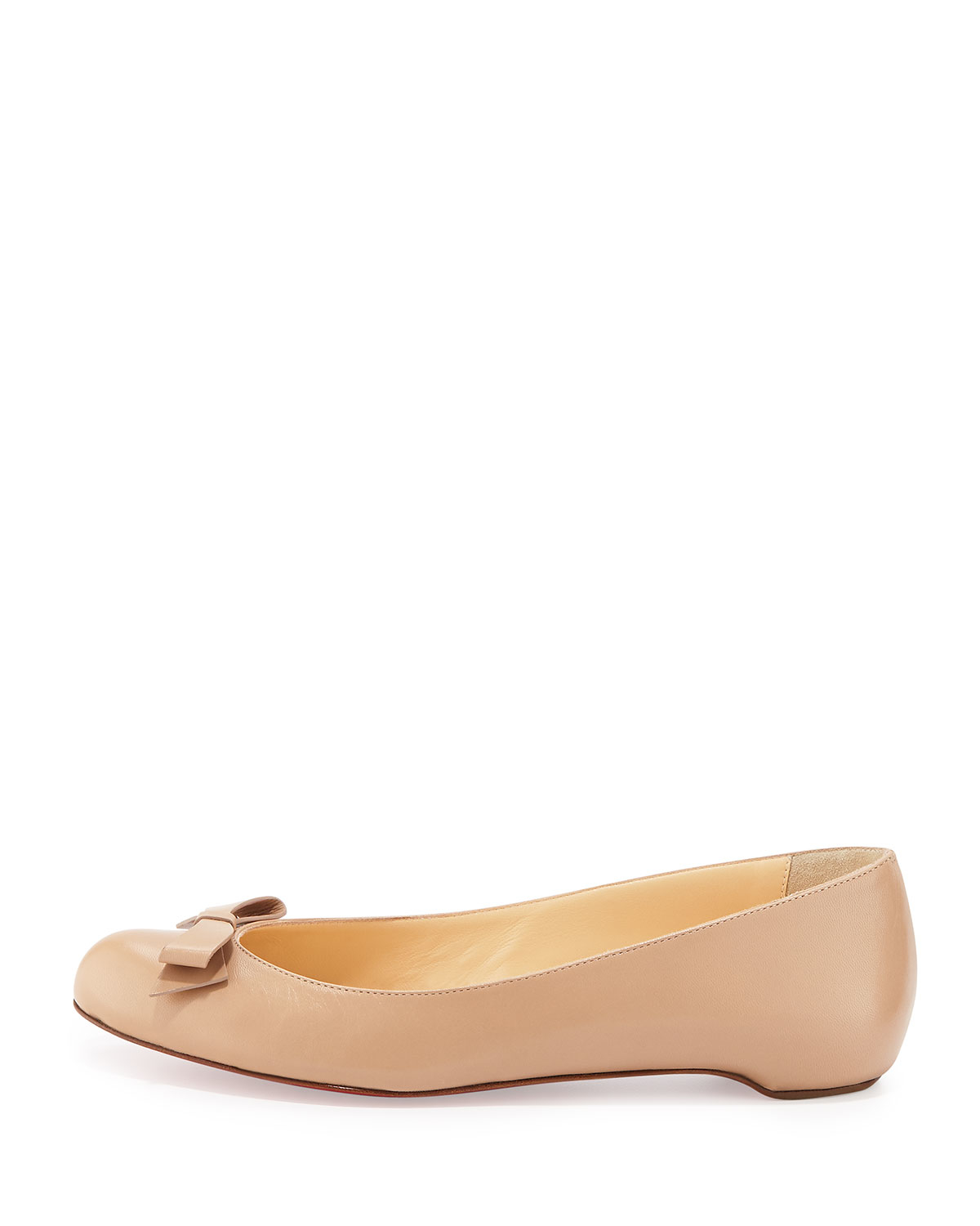 Christian louboutin Simplenodo Leather Ballet Flats in Beige (NUDE ...