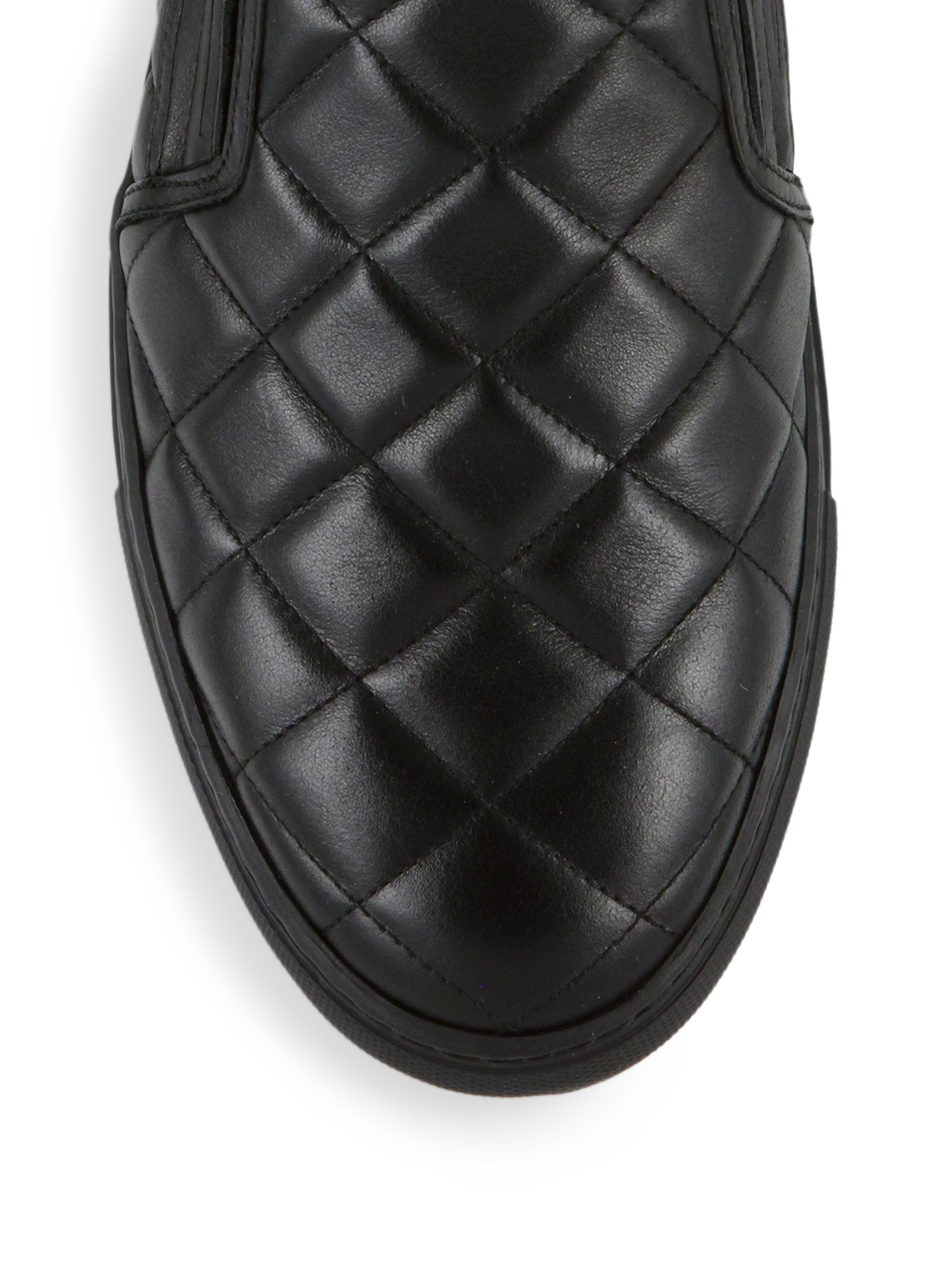 Balmain Quilted Leather Slip-on Sneakers in Black for Men | Lyst
