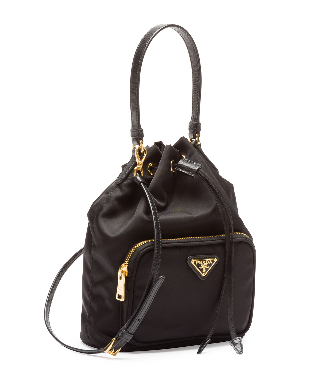 prada nylon mini bucket bag