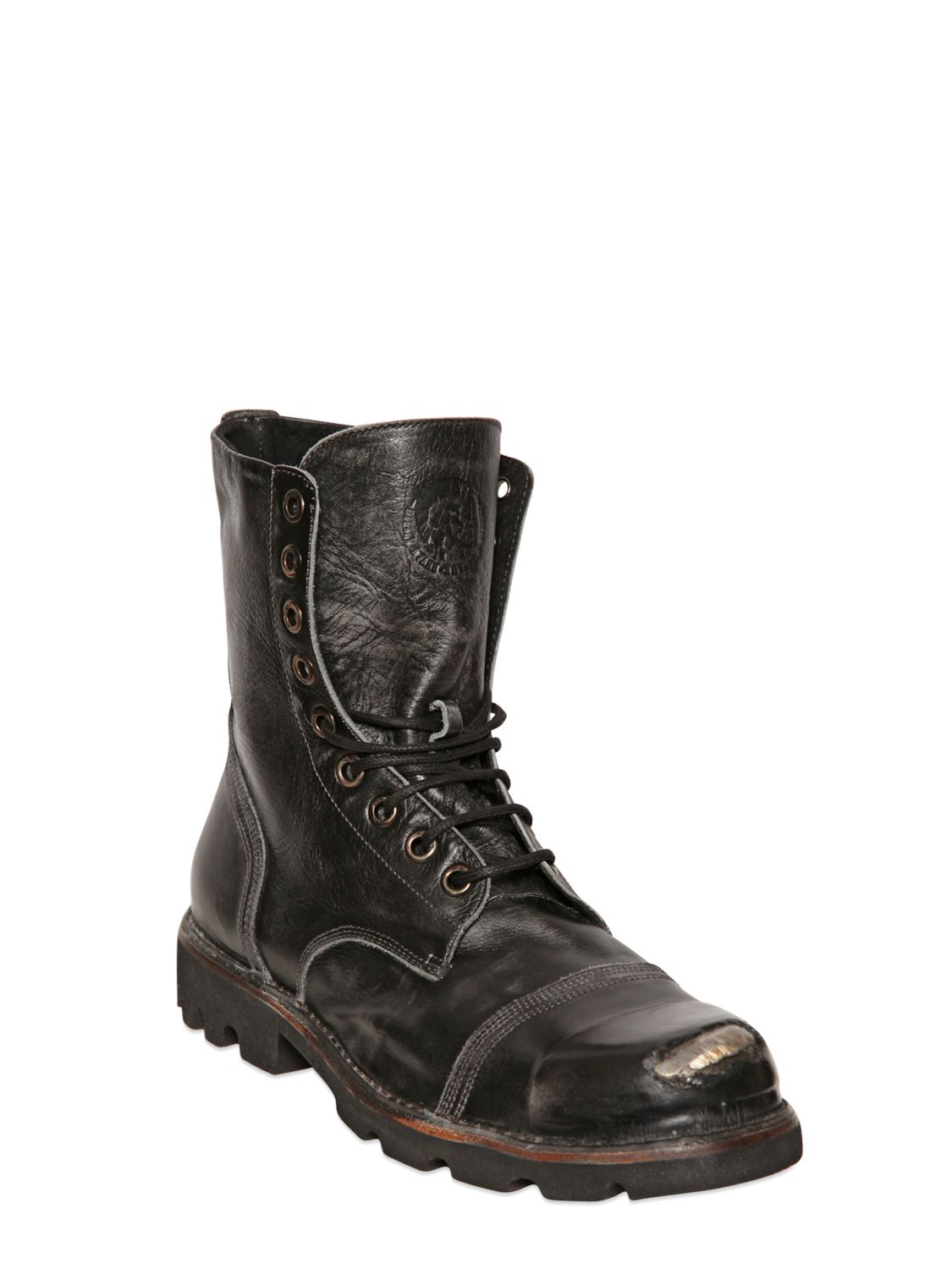 Lyst - Diesel Leather Lace-Up Boots in Black for Men