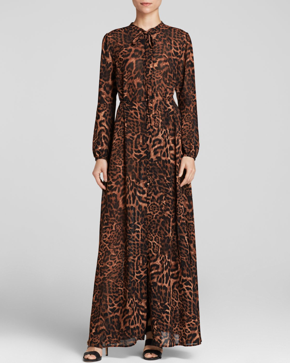 MICHAEL Michael Kors Fremont Leopard Print Maxi Dress in Brown - Lyst