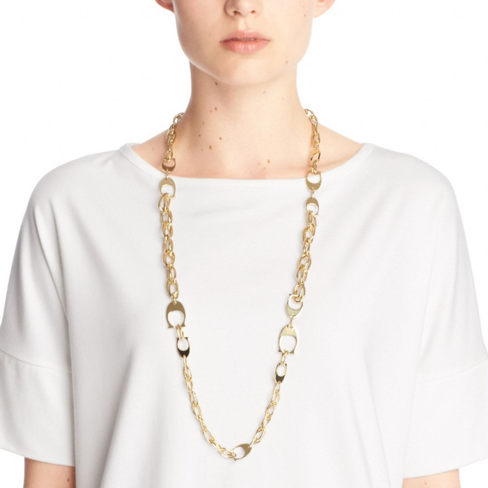 COACH Mixed Signature C Chain Long Necklace in Metallic | Lyst